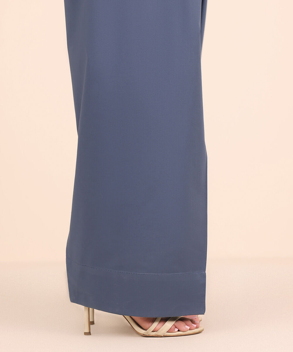 Women's RTW Cambric Blue Solid Shalwar