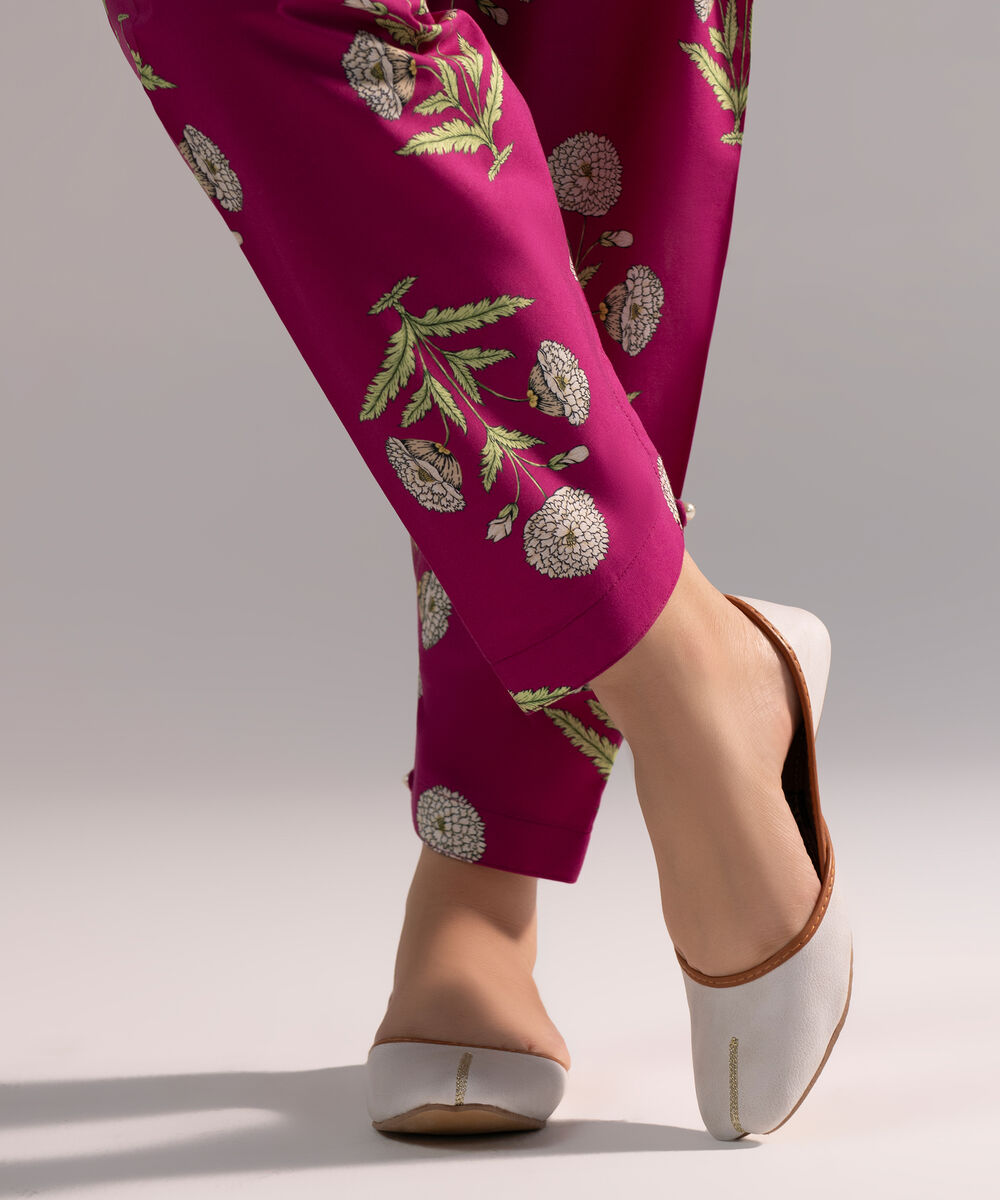 Women's RTW Cambric Printed Plum Skinny Shalwar