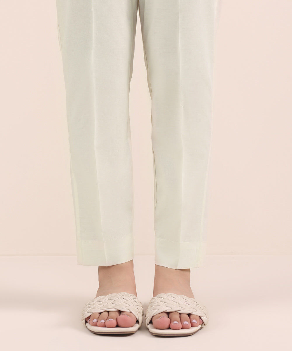 Women's Pret Cambric Off White Dyed Cigarette Pants