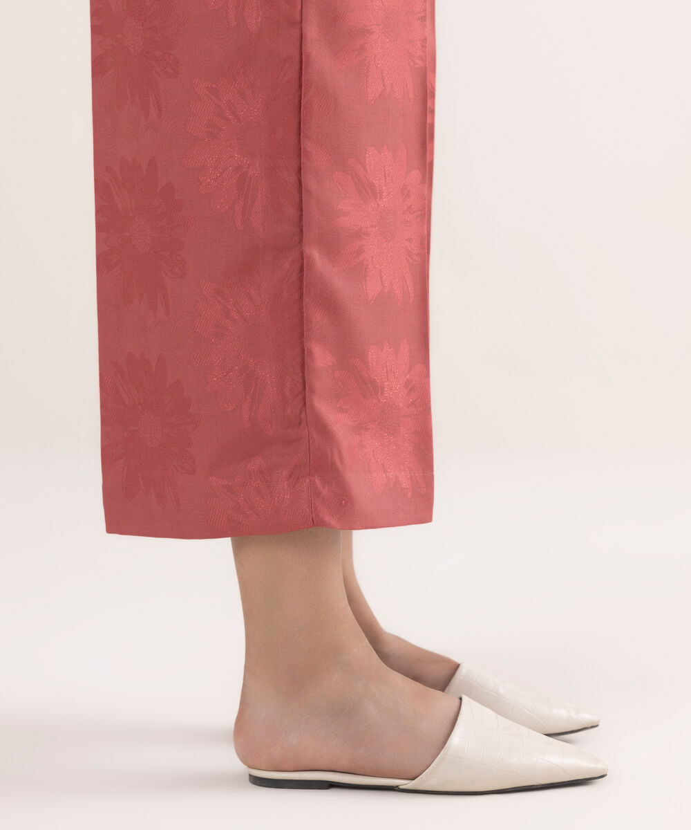 Women's RTW Self Jacquard Leno Solid Peach Culottes