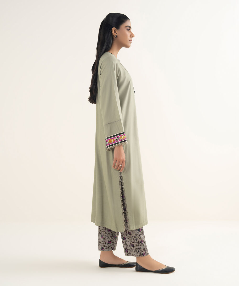 Women's RTW Textured Viscose Solid Grey Straight Shirt