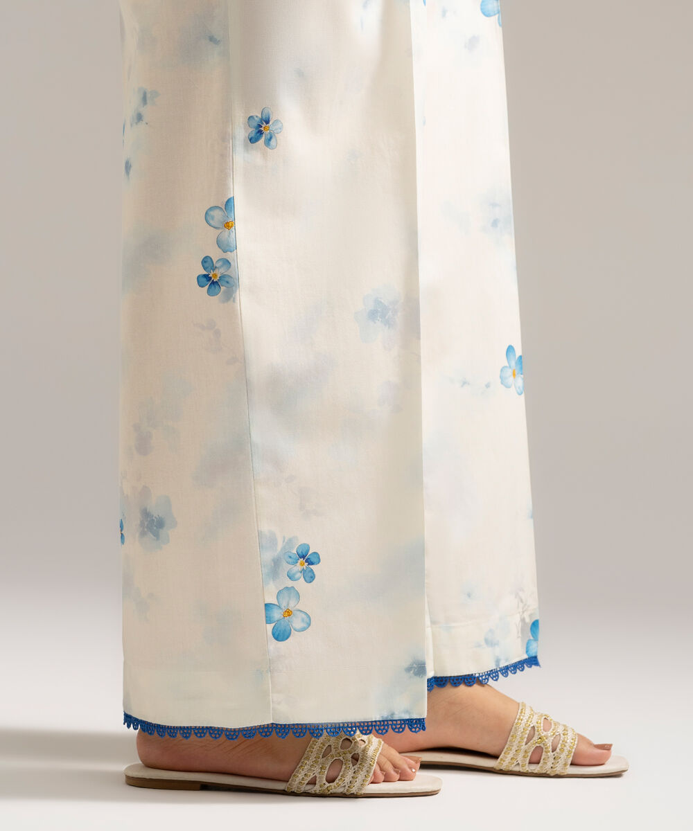 Women's RTW Cambric Printed White Culottes