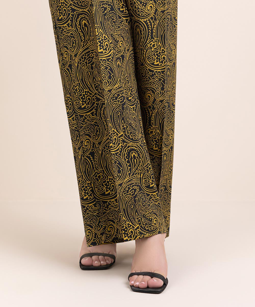 Woman - Black Printed Cambric Culottes
