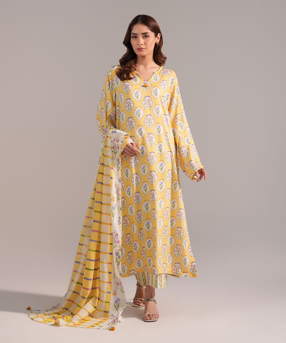 Lawn Printed Yellow Dupatta