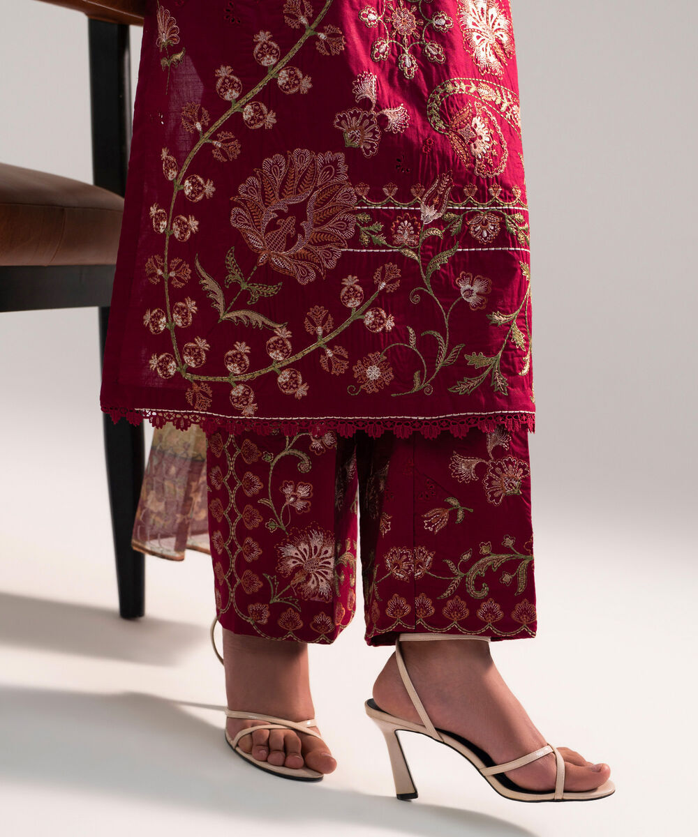 Women's Stitched for You Textured Lawn Pink Embroidered 3 Piece Suit