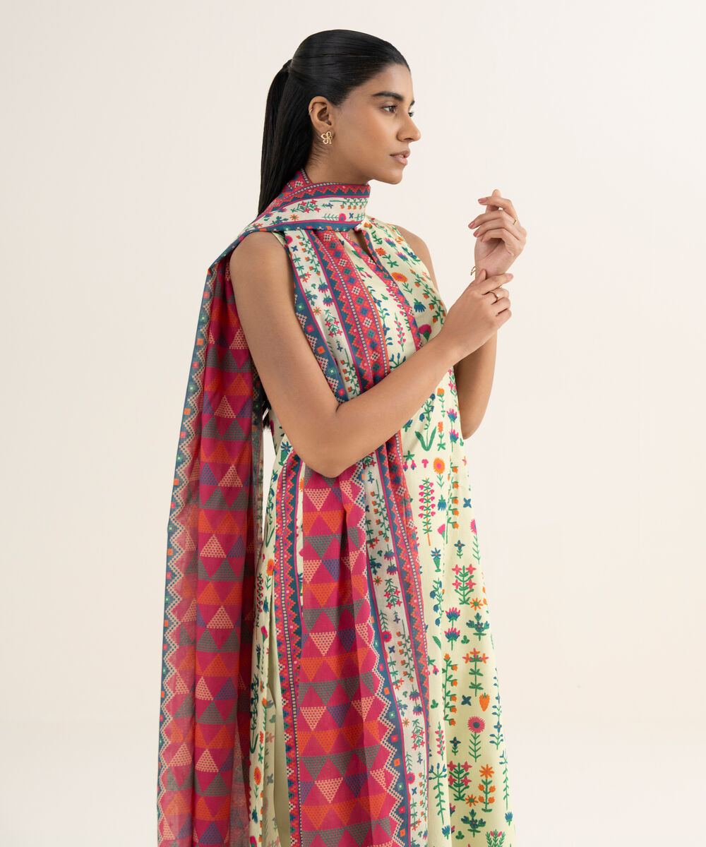 Women's Unstitched Lawn Printed Multi 3 Piece Suit