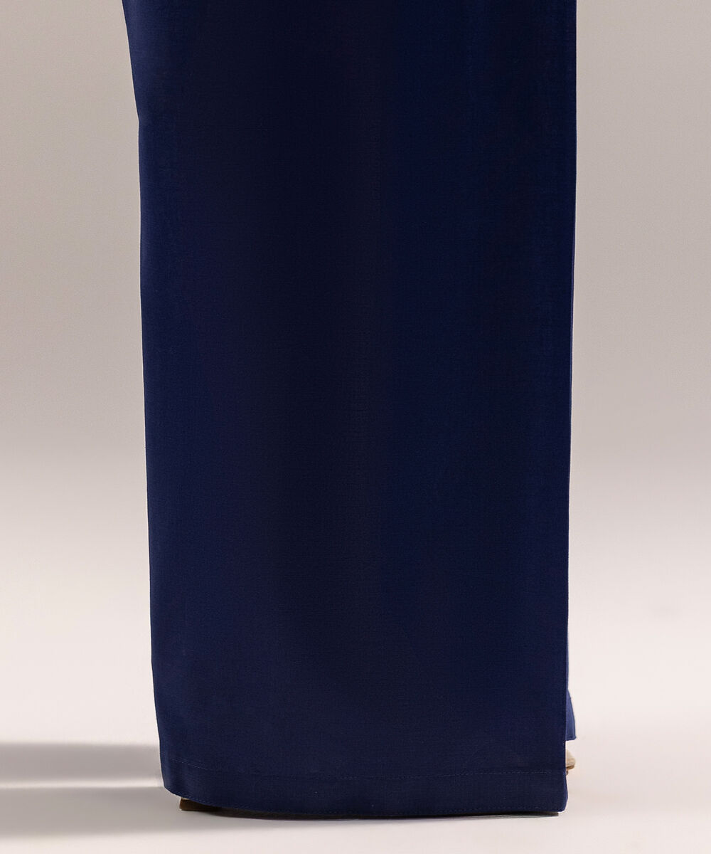 Women's RTW Crosshatch Solid Dark Blue Farshi Shalwar