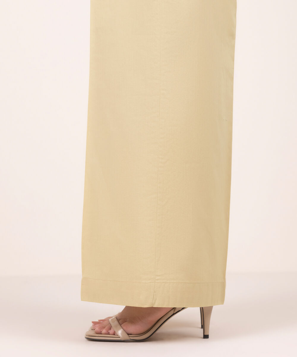 Women's RTW Cambric Solid Beige Culottes