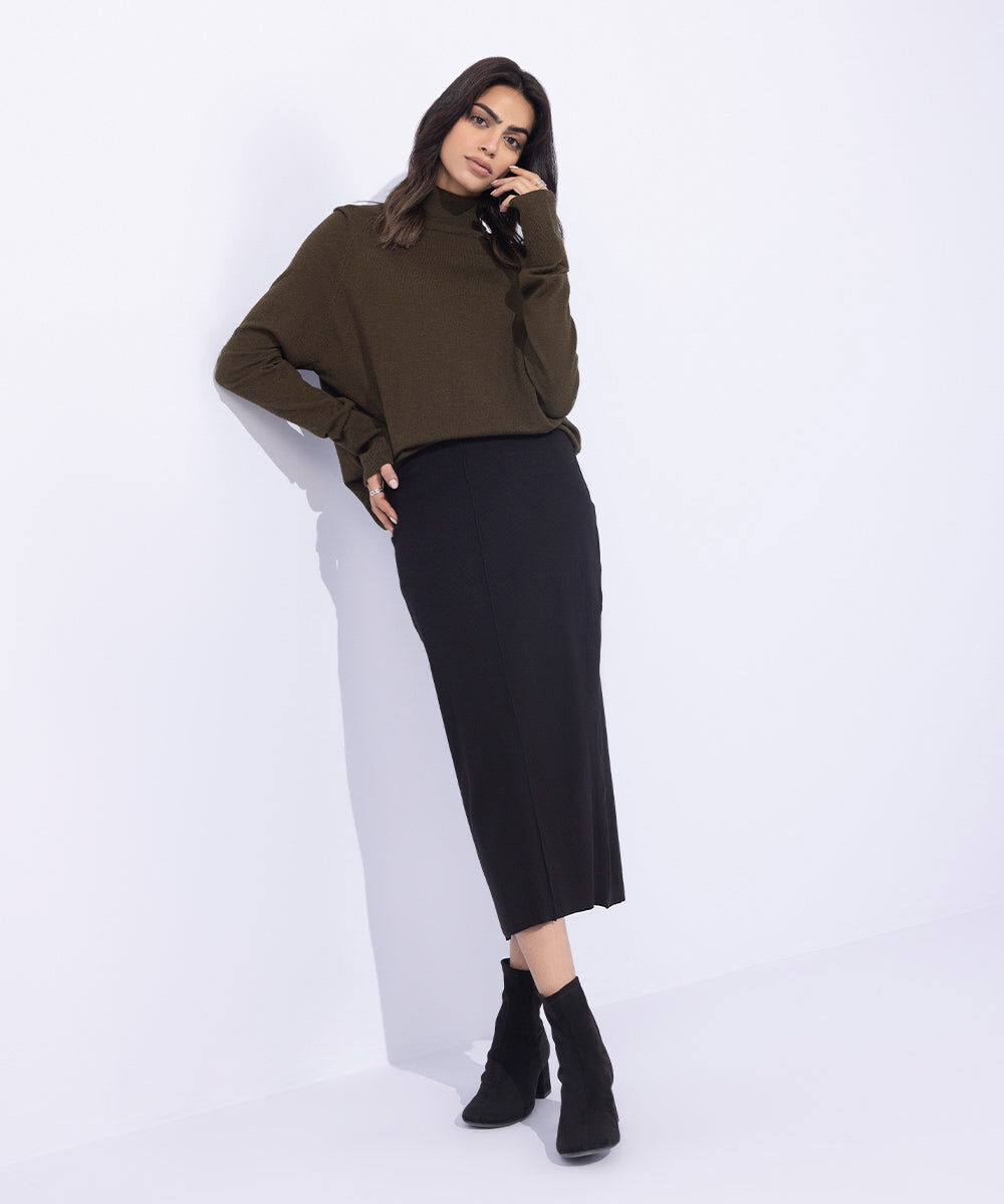 Woman - Black Ribbed Skirt