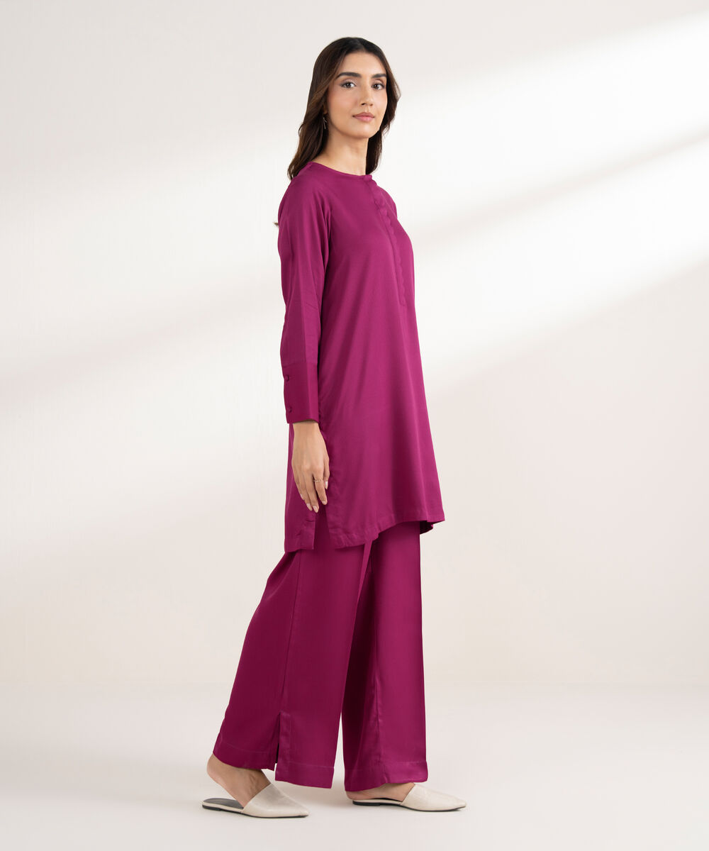 Women's RTW Bedford Solid Straight Pink Shirt