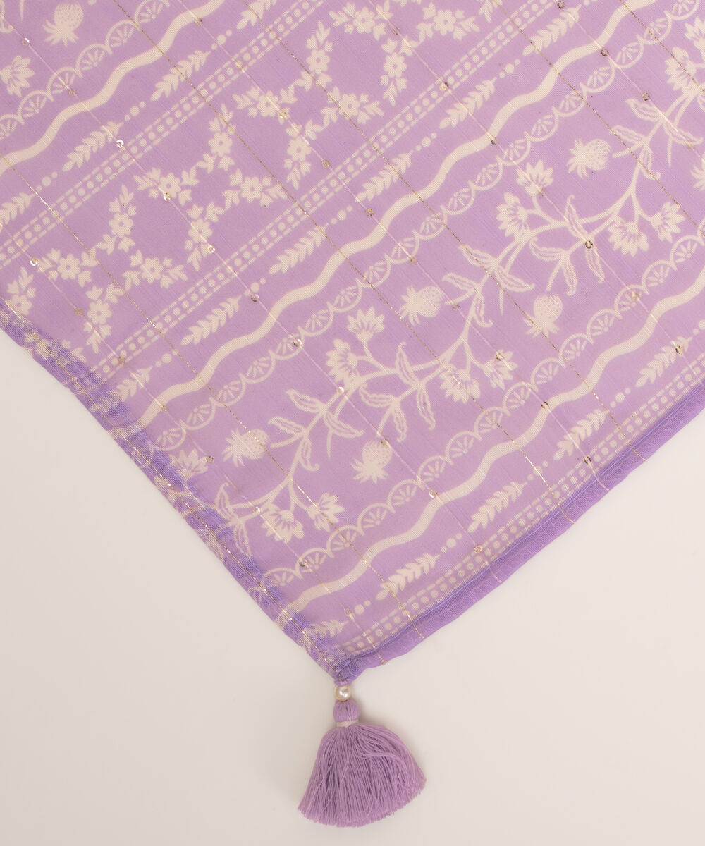 Manaar Purple Printed Dupatta