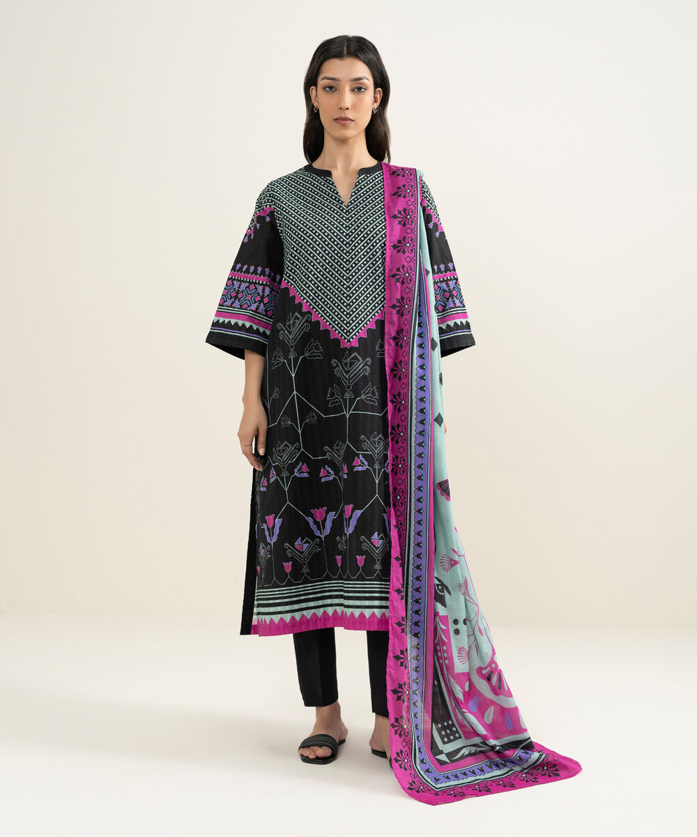 Textured Voile Printed Dupatta