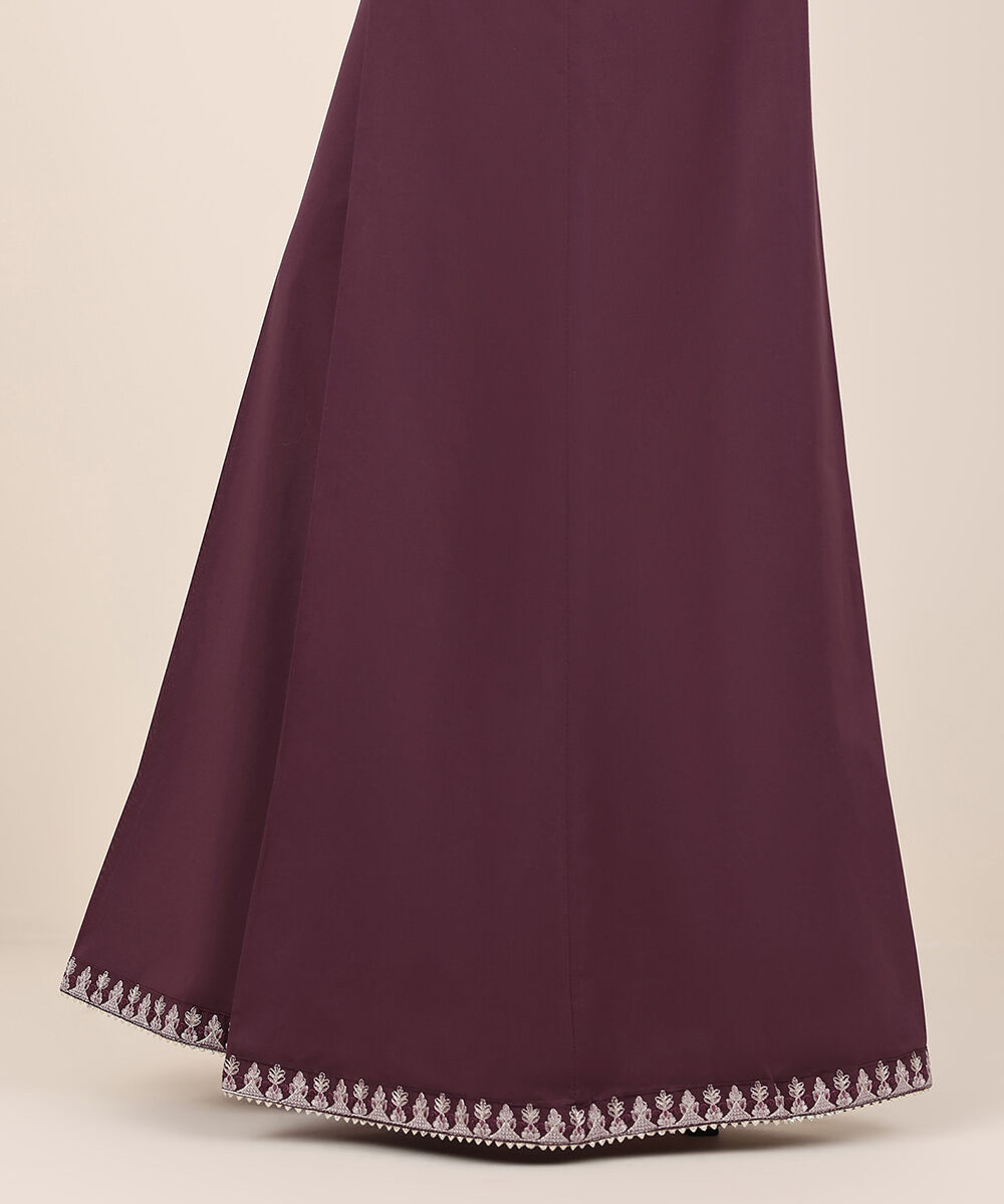 Women's RTW Cambric Purple Embroidered Sharara