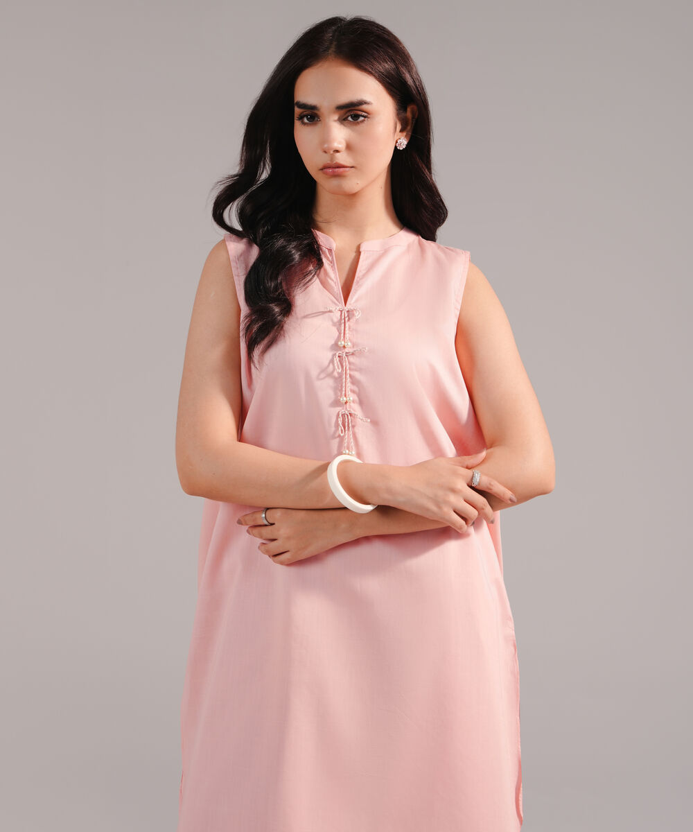 Women's RTW Crosshatch Solid Pink Straight Shirt