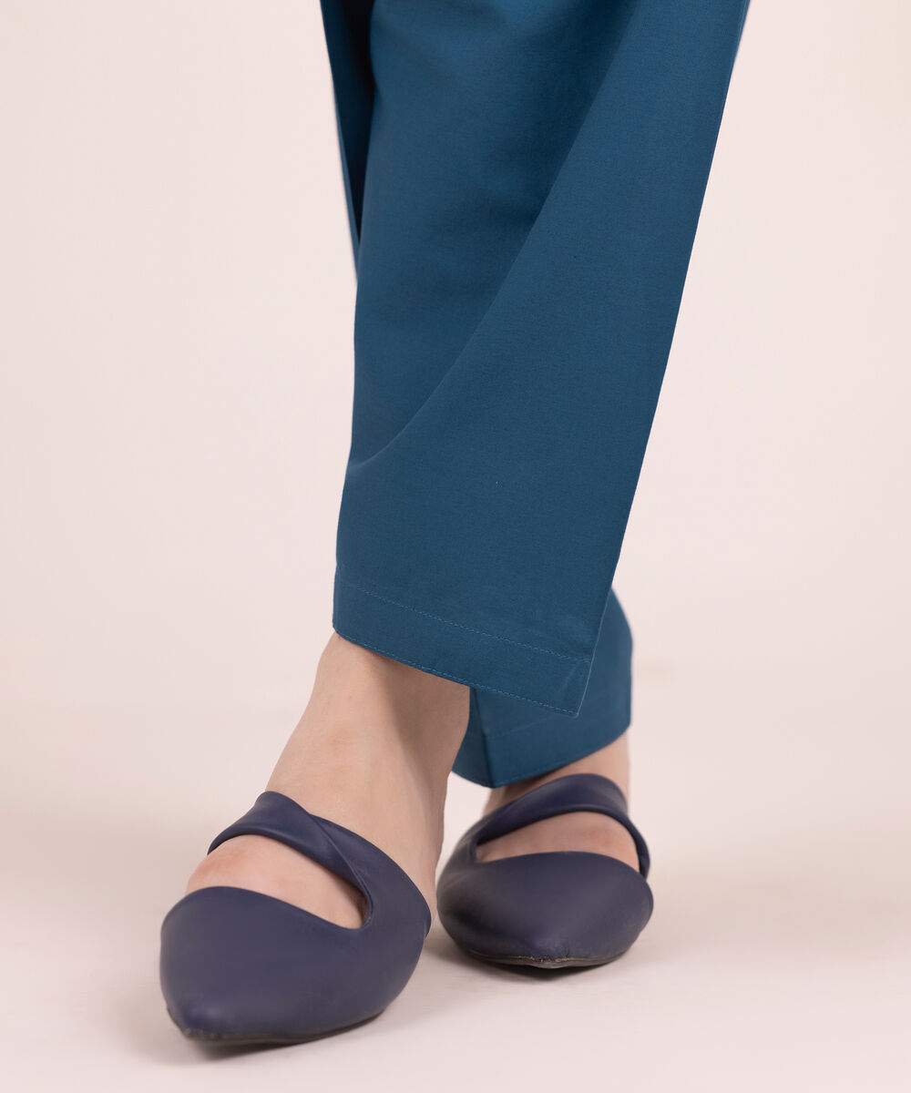 Women's RTW Cambric Solid Blue Shalwar