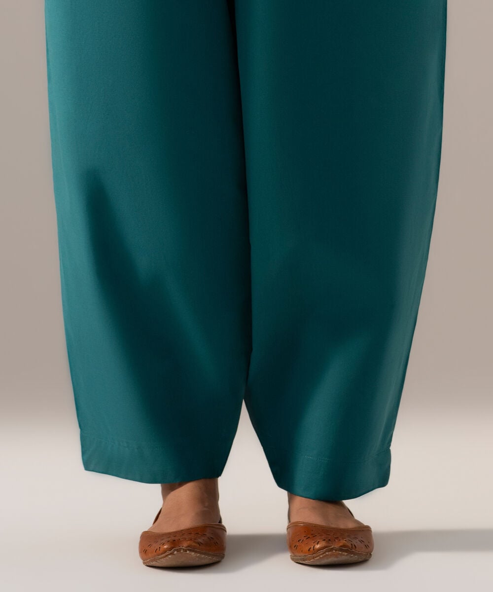 Women's RTW Cambric Solid Teal Regular Shalwar