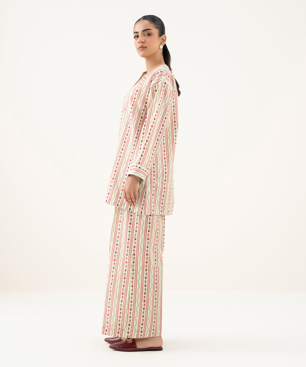 Women's RTW Crosshatch Printed Off White Straight Shirt