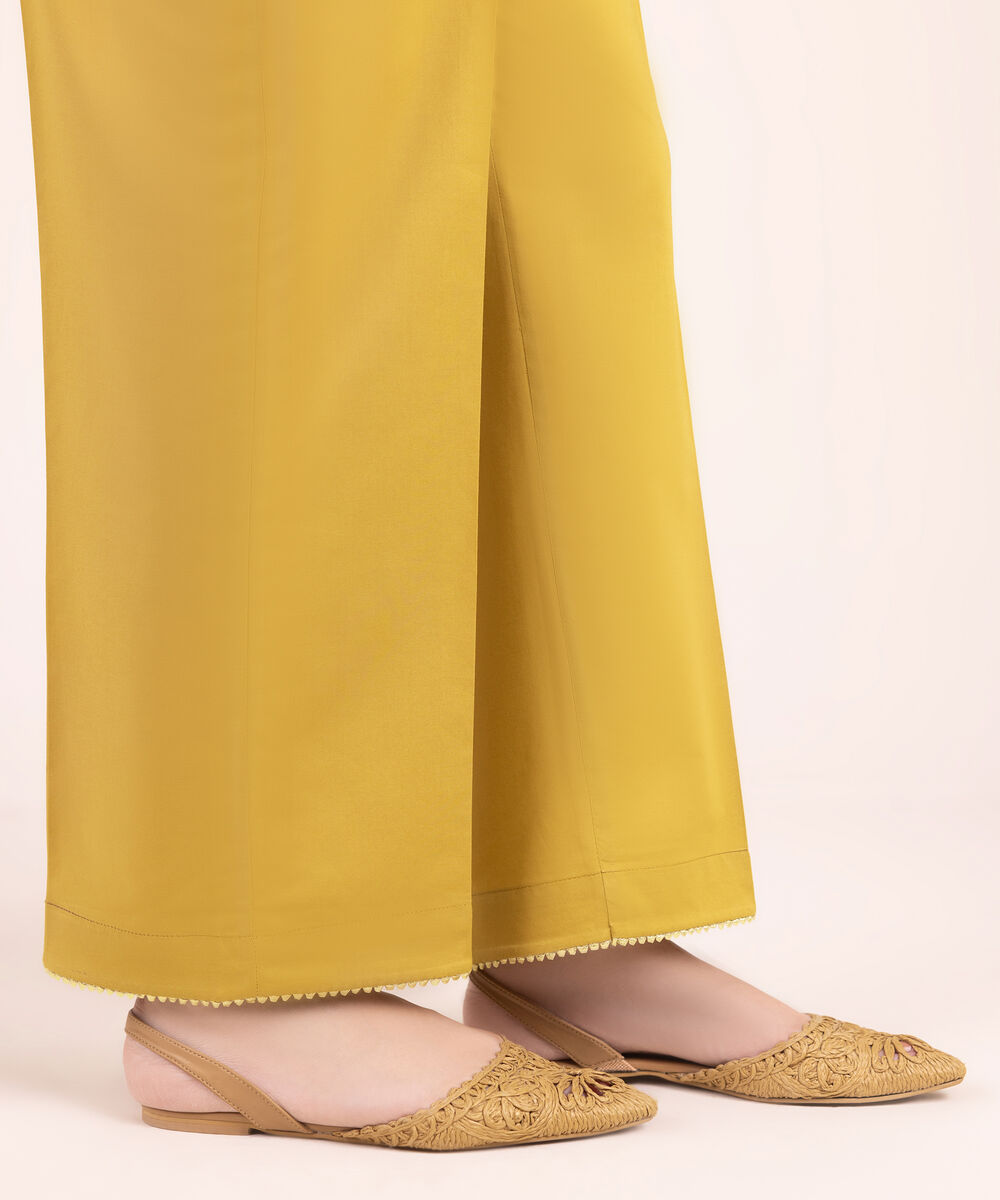 Women's RTW Multineps Solid Mustard Straight Pants