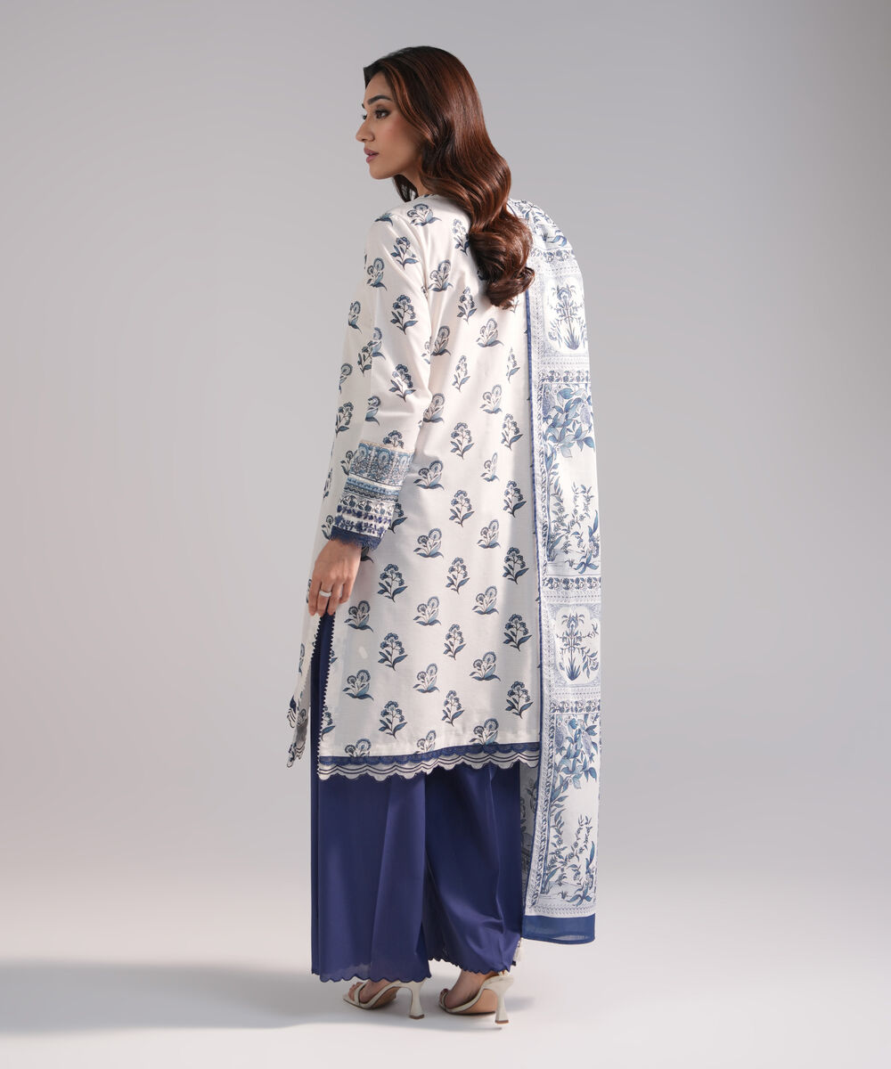 Women's RTW Zari Lawn Embroidered White 3 Piece Suit