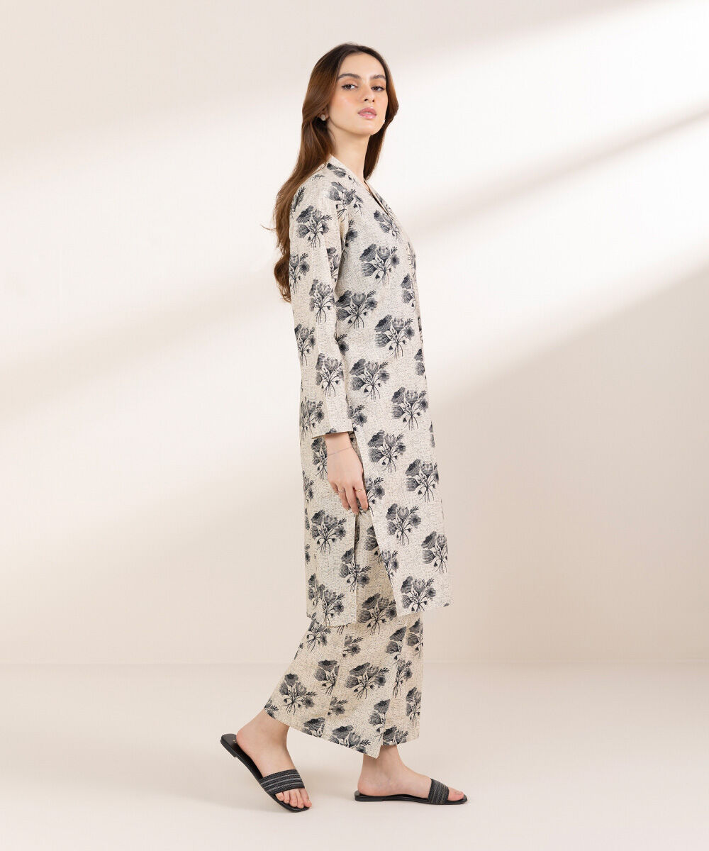 Women's Pret Cambric Black And White Printed A-Line Shirt