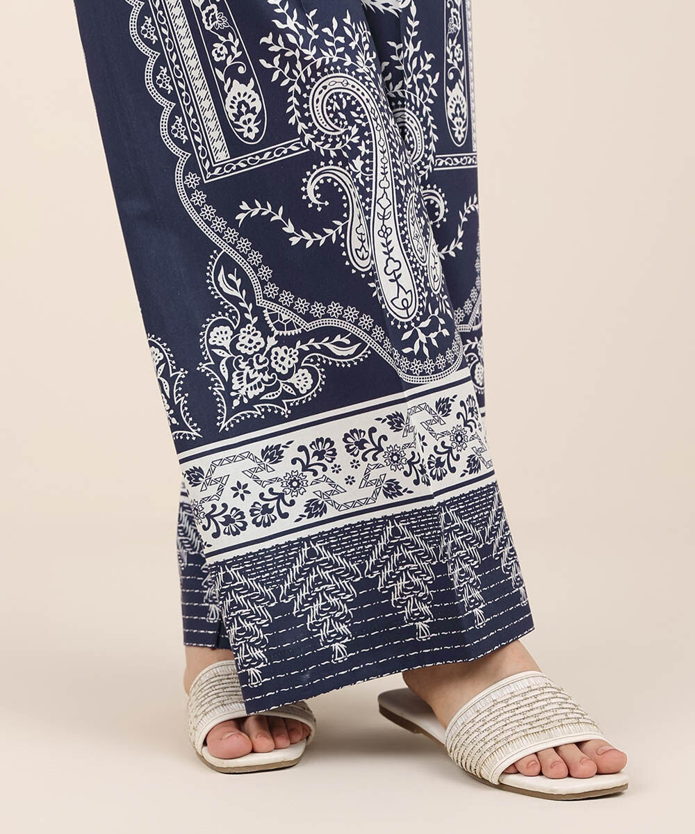 Women's RTW Cambric Blue Printed Culottes