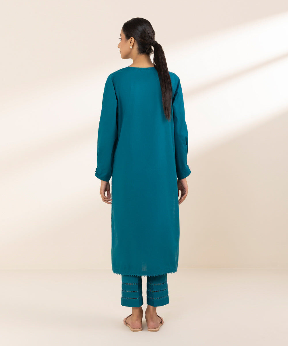 Woman - Green Solid Cambric Shirt