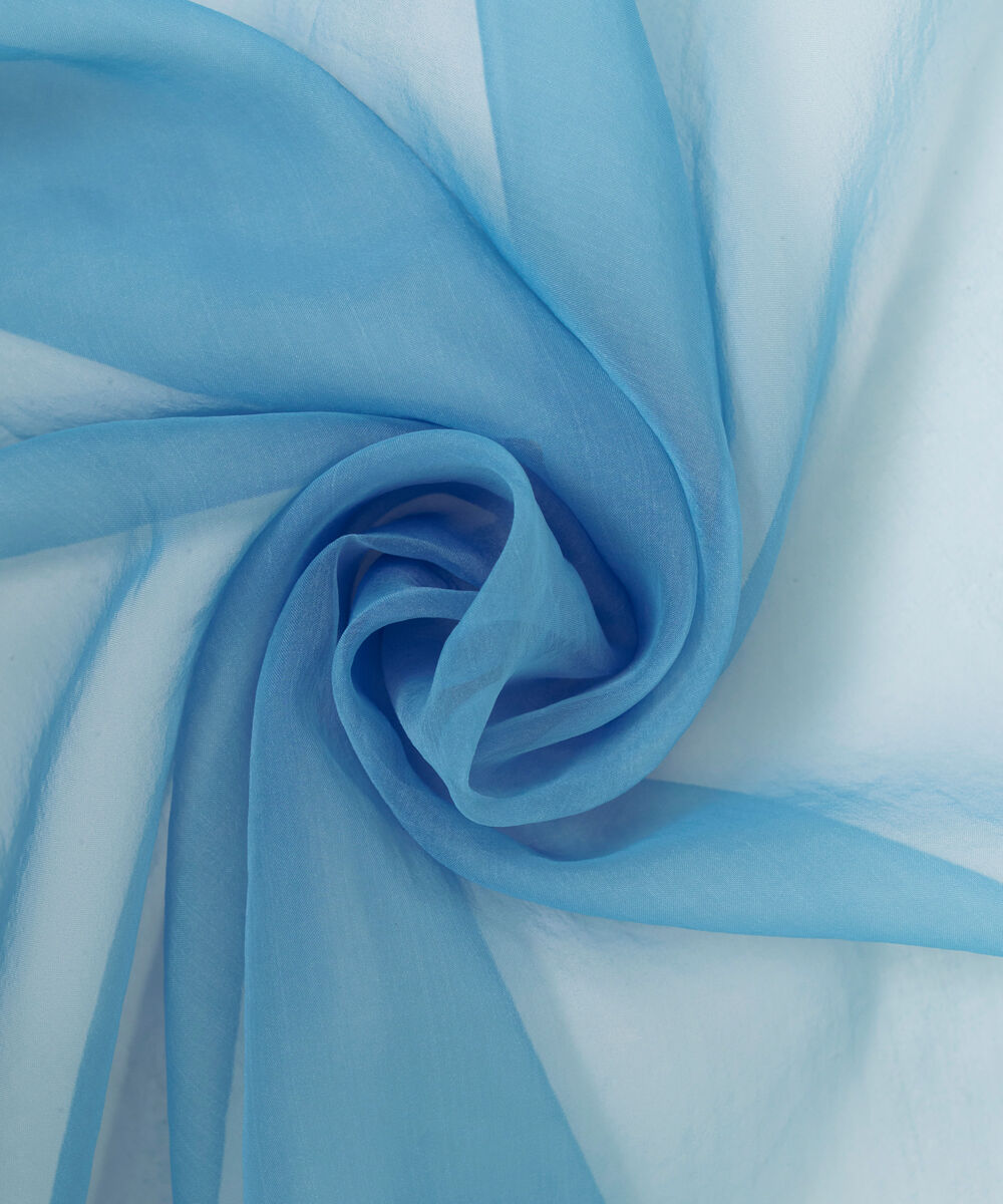 Blended Organza Solid Blue Dupatta