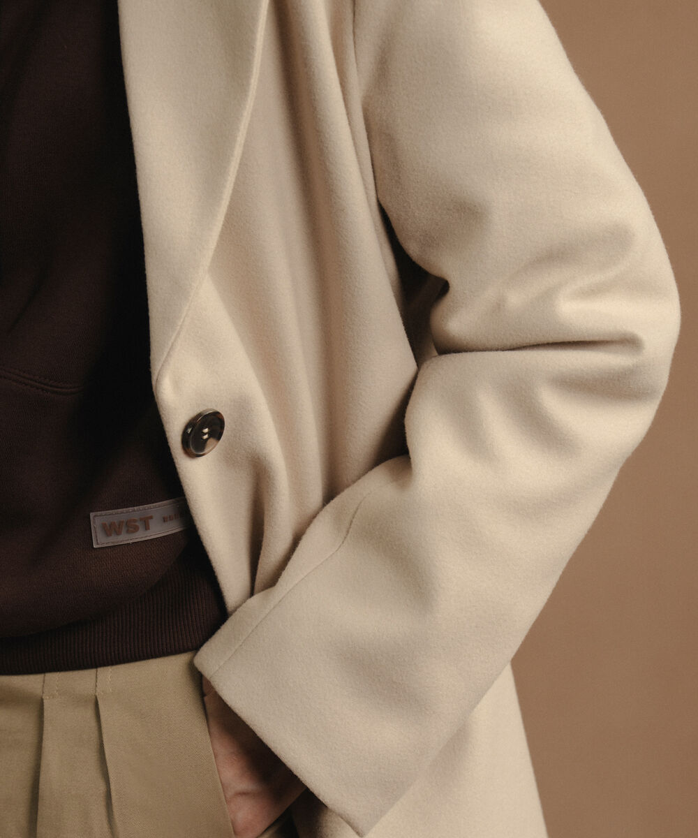 Women's Western Wear Beige One Button Long Coat