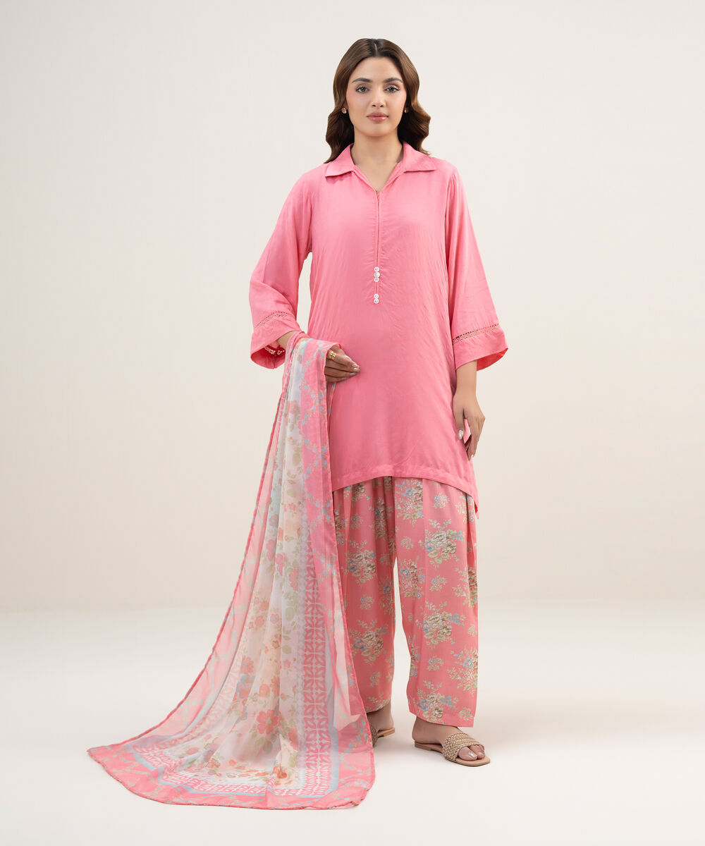 Blended Tissue Printed White Dupatta