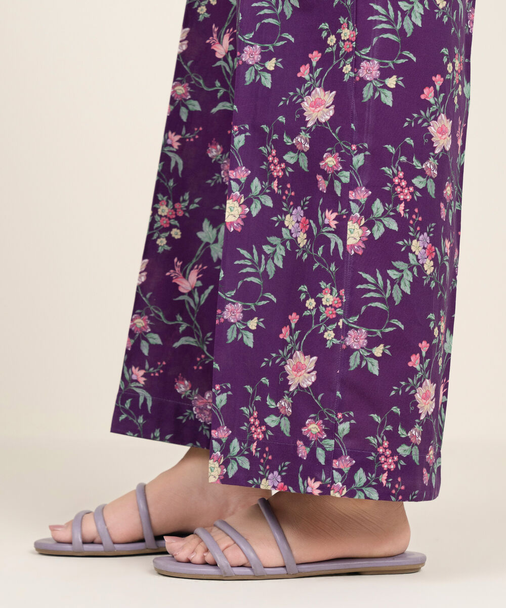 Women's RTW Cambric Printed Purple Culottes
