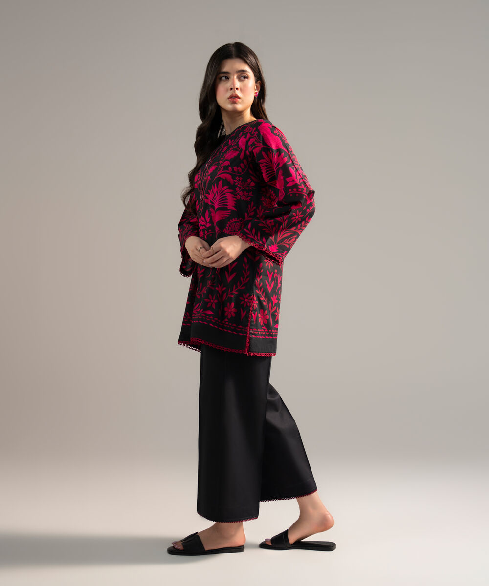 Women's RTW Lawn Printed Black 2 Piece Suit