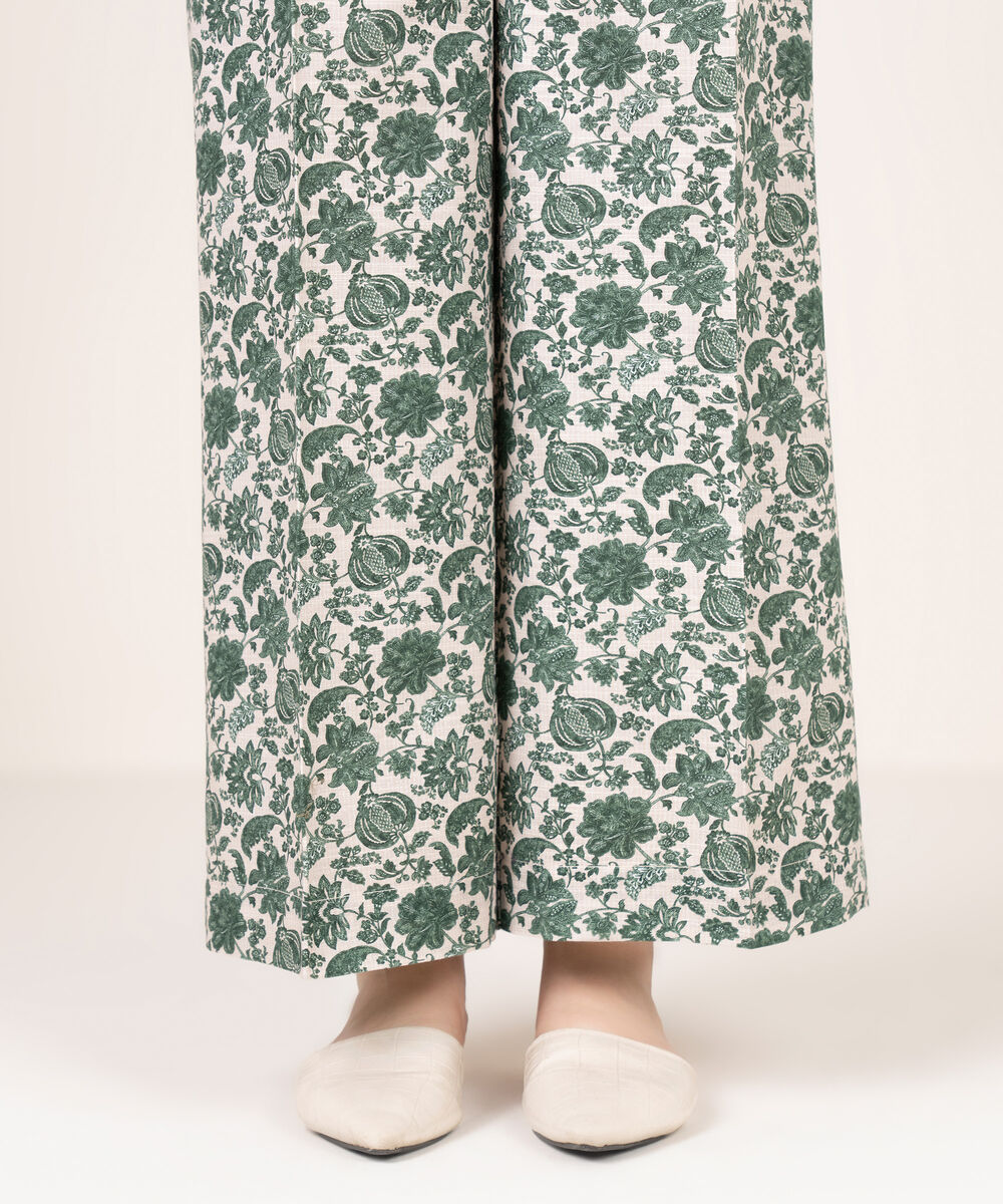 Women's RTW Light Khaddar Printed Off White Culottes