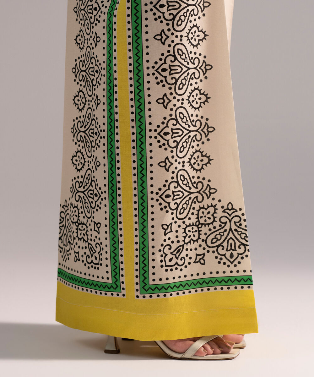 Women's RTW Cambric Printed Off White Culottes