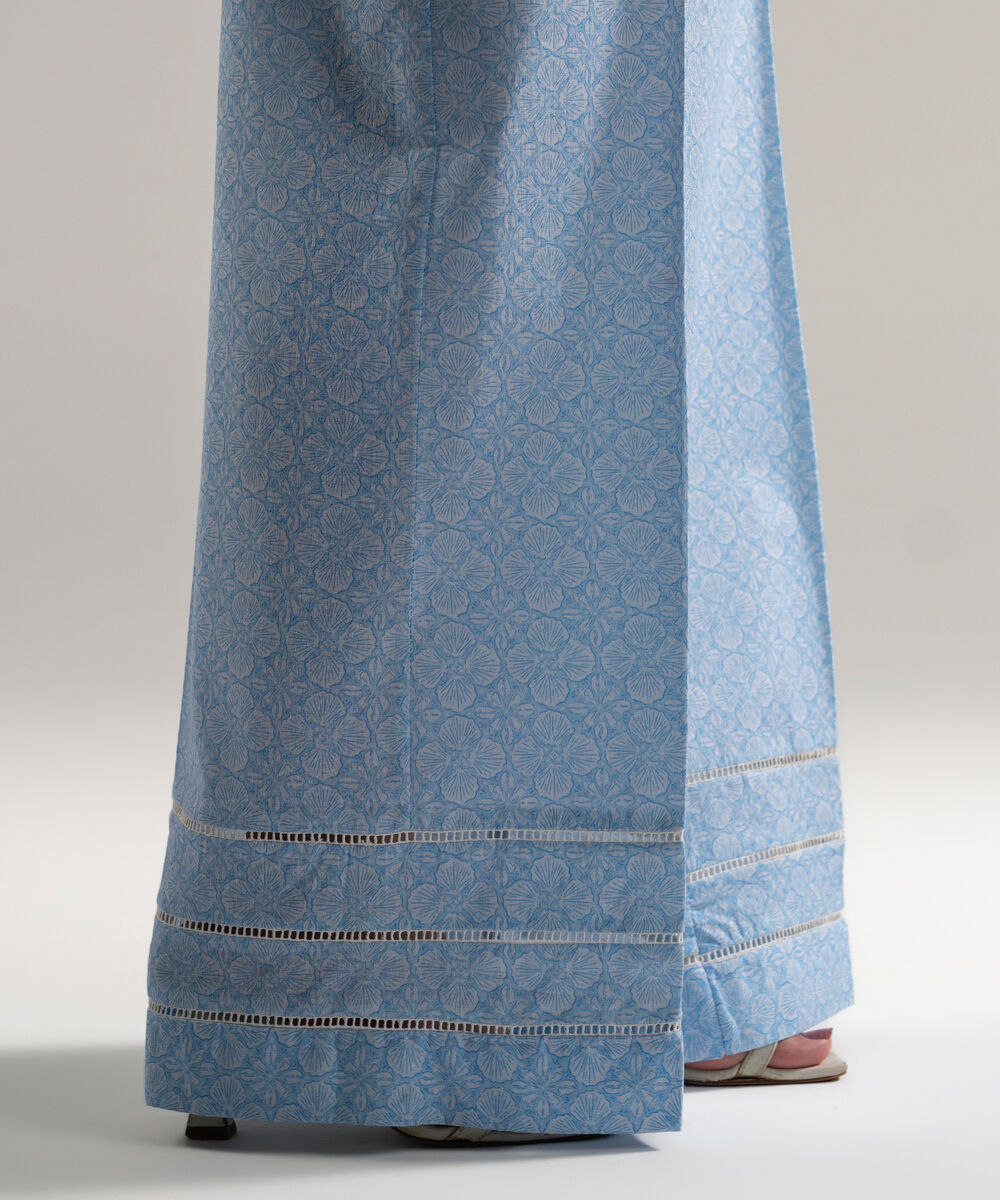 Women's RTW Dobby Printed Blue Culottes