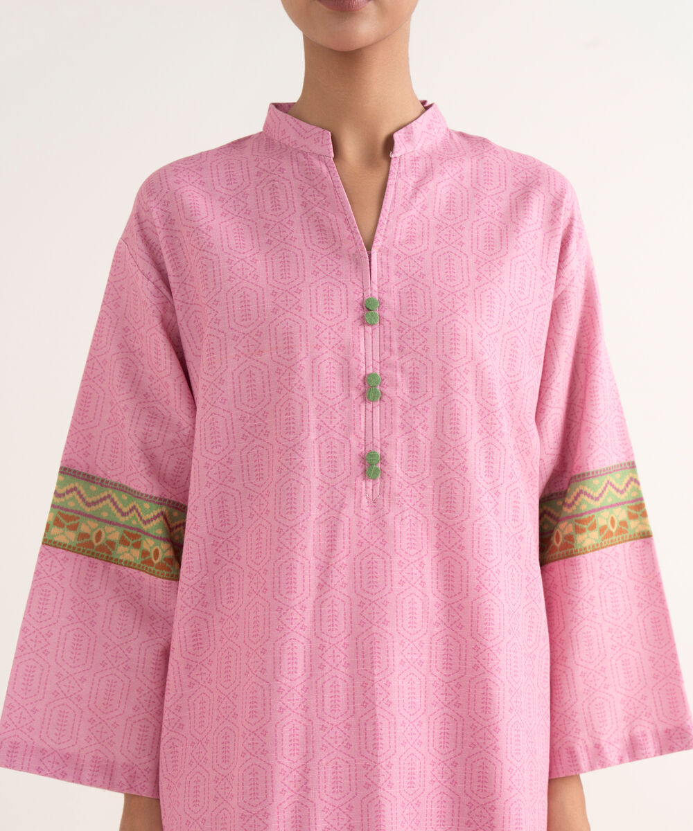 Women's Unstitched Light Khaddar Printed Pink Three Piece Suit