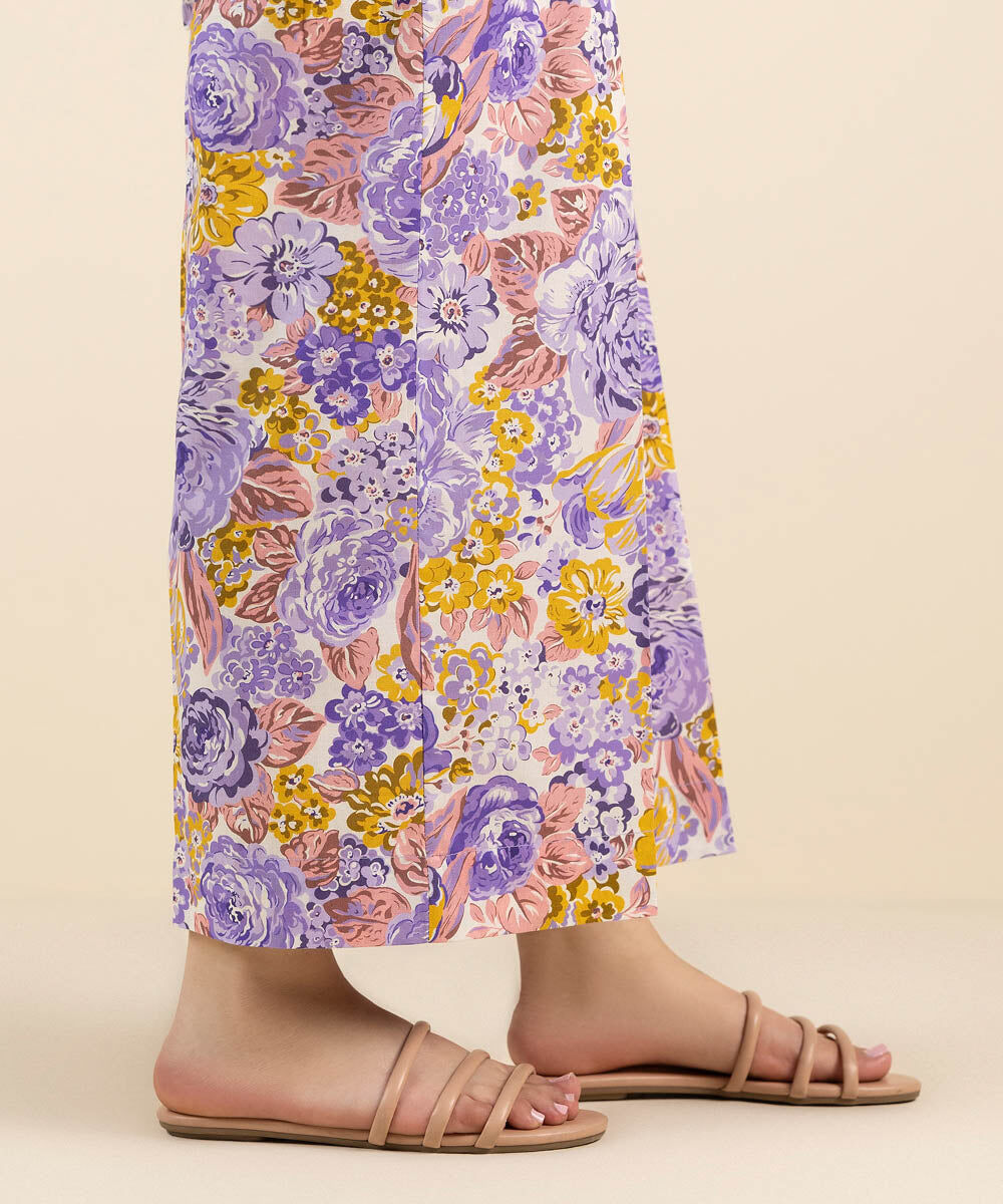 Woman - Purple Printed Cambric Culottes