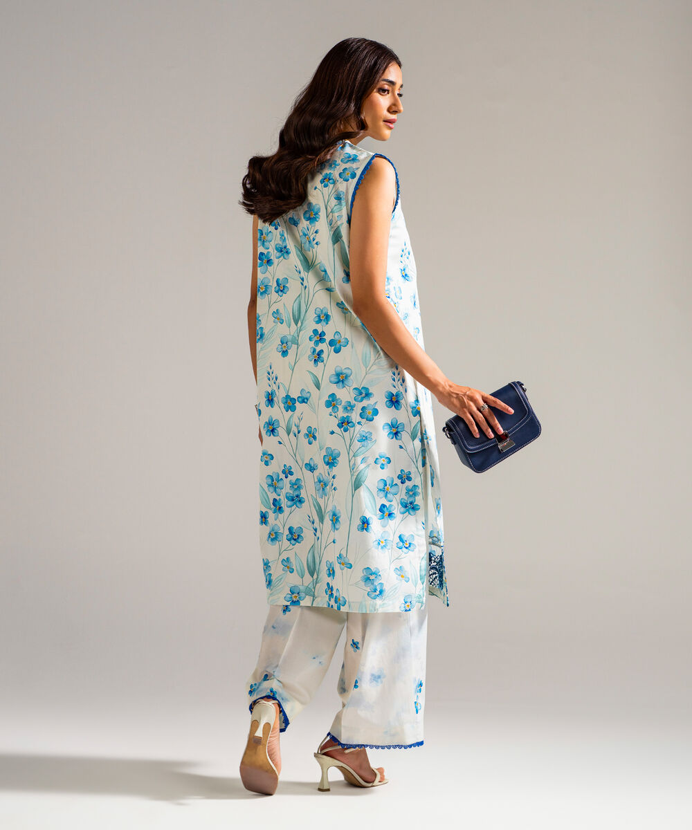 Women's RTW Lawn Embroidered White Straight Shirt