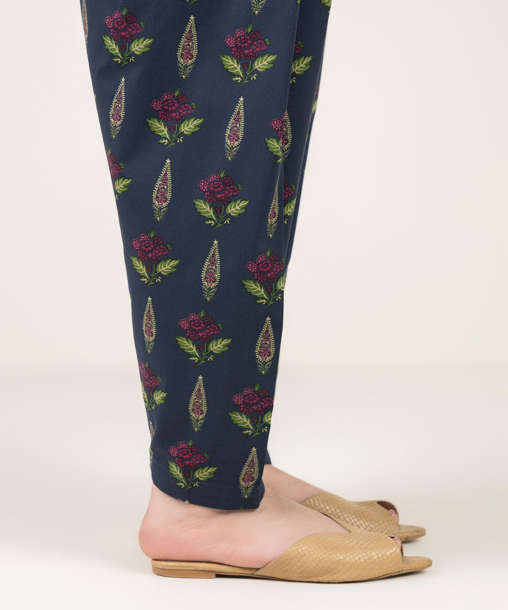 Women's RTW Cambric Printed Blue Shalwar