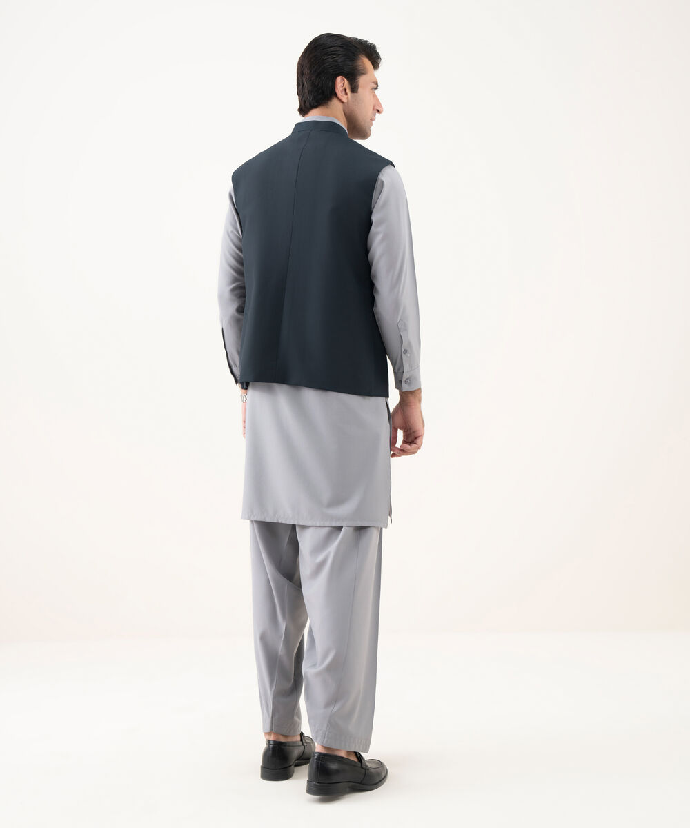 Men's Viscose Plain Navy Waist Coat