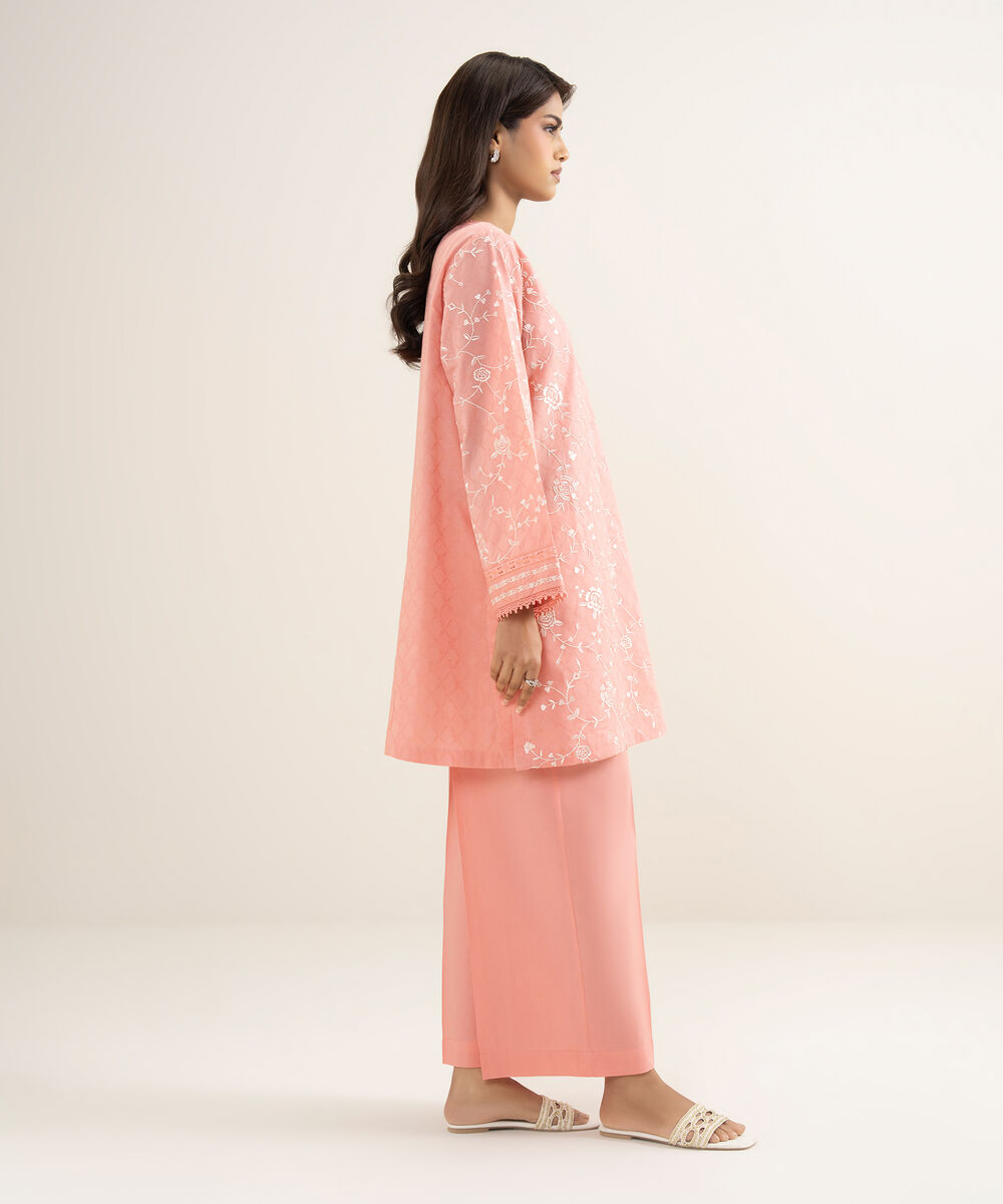 Women's RTW Cambric Solid Pink Flared Pants