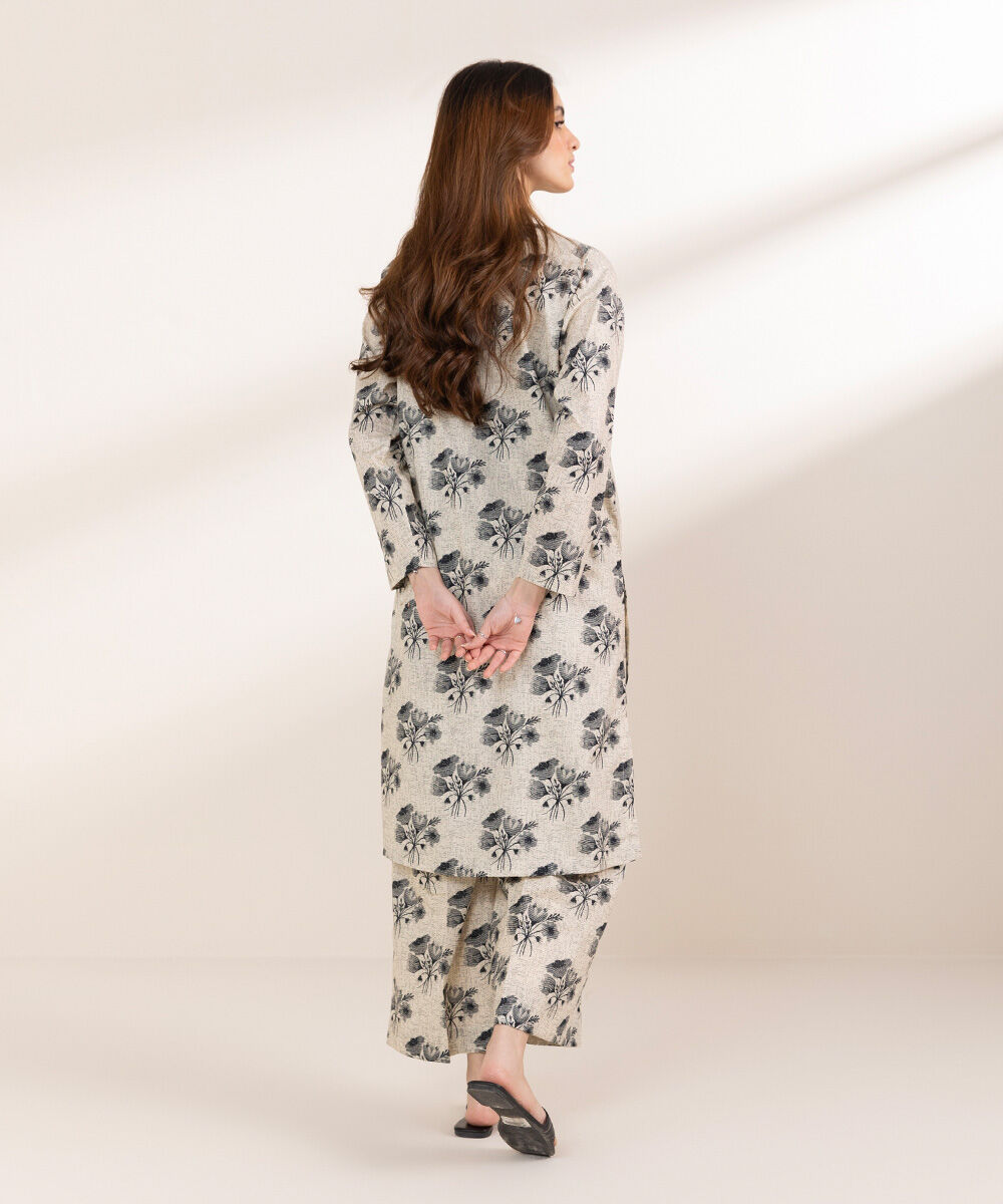 Women's Pret Cambric Black And White Printed A-Line Shirt