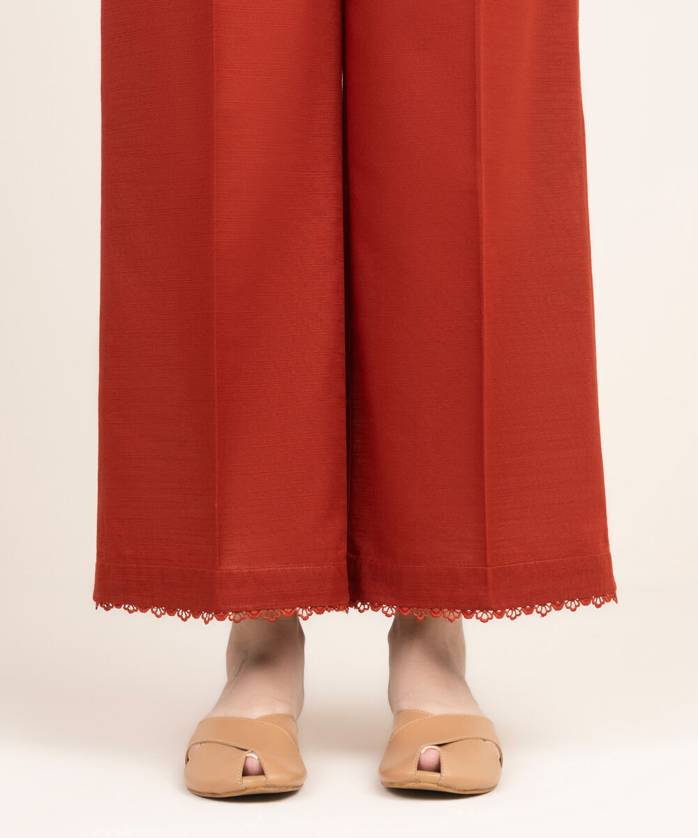 Women's RTW Cross Hatch Solid Orange Culottes