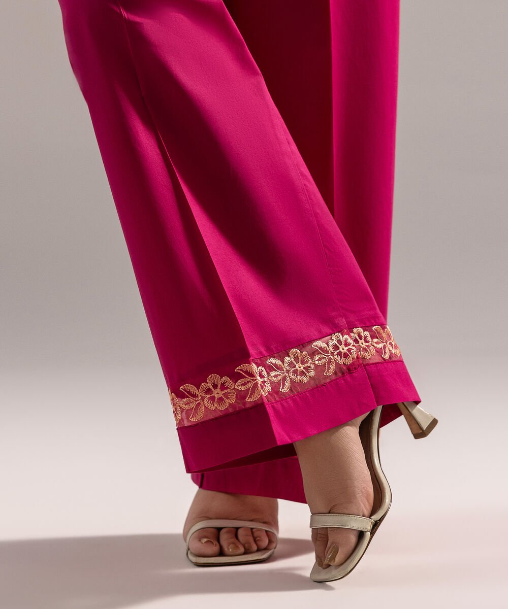 Women's RTW Cambric Embroidered Pink Culottes