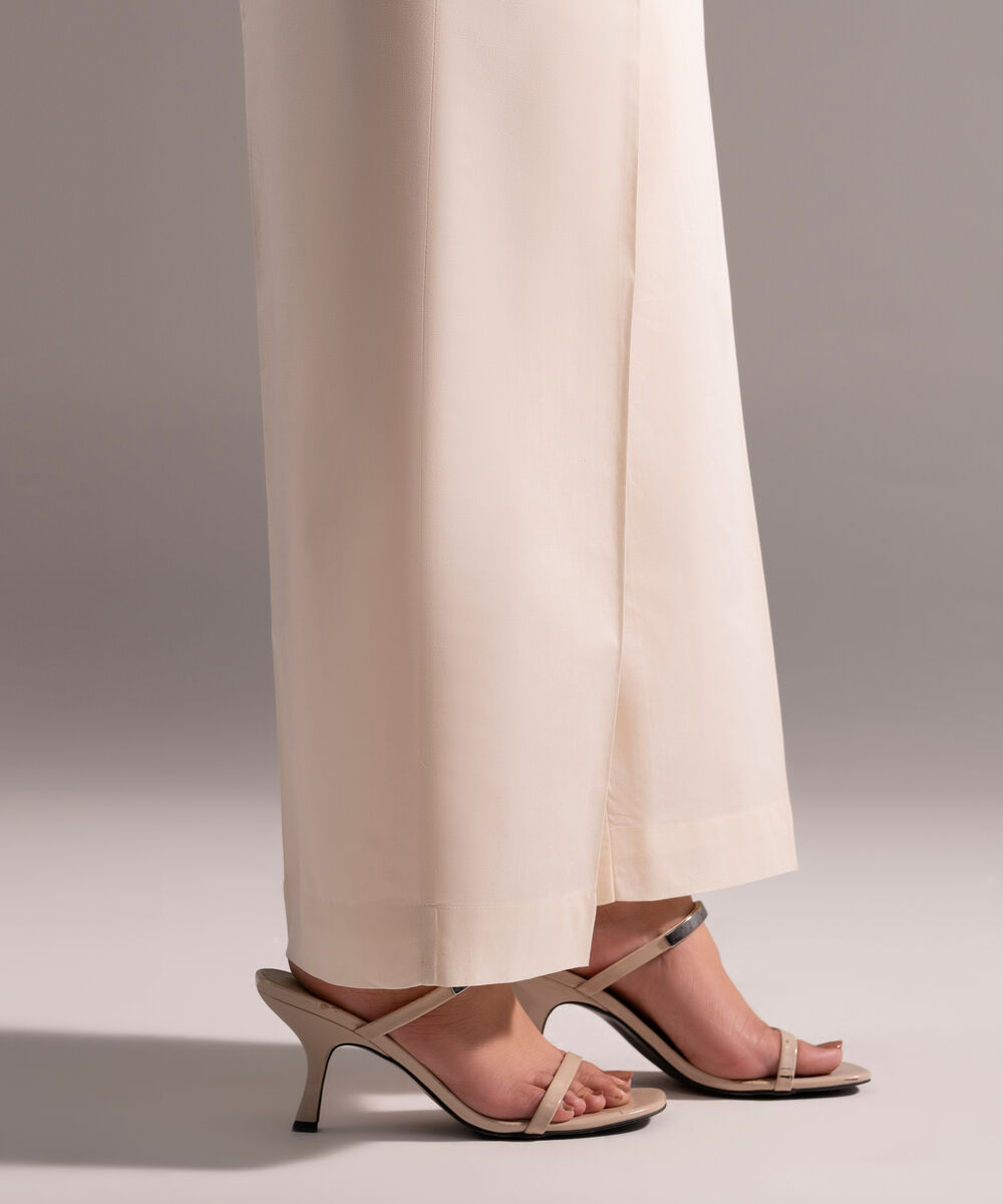 Women's RTW Cambric Solid Off White Culottes