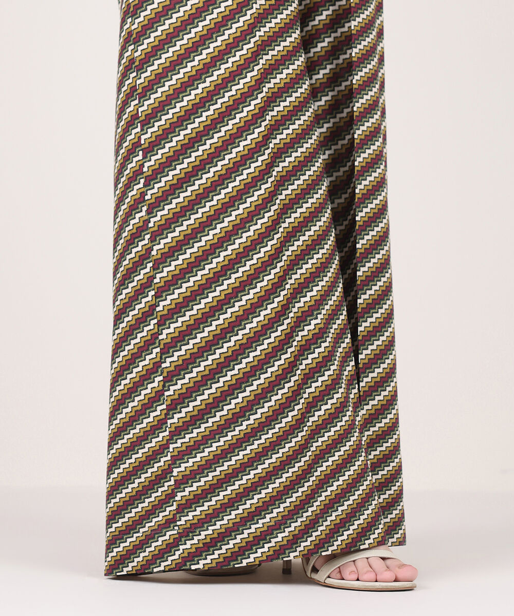 Women's RTW Cambric Brown Printed Flared Pants