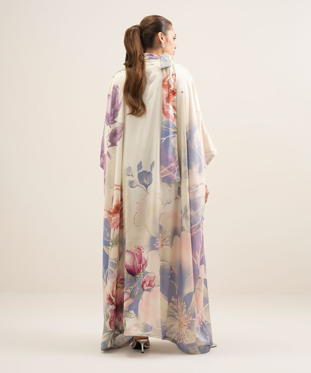 Women's RTW Blended Satin Printed Multi Kaftan