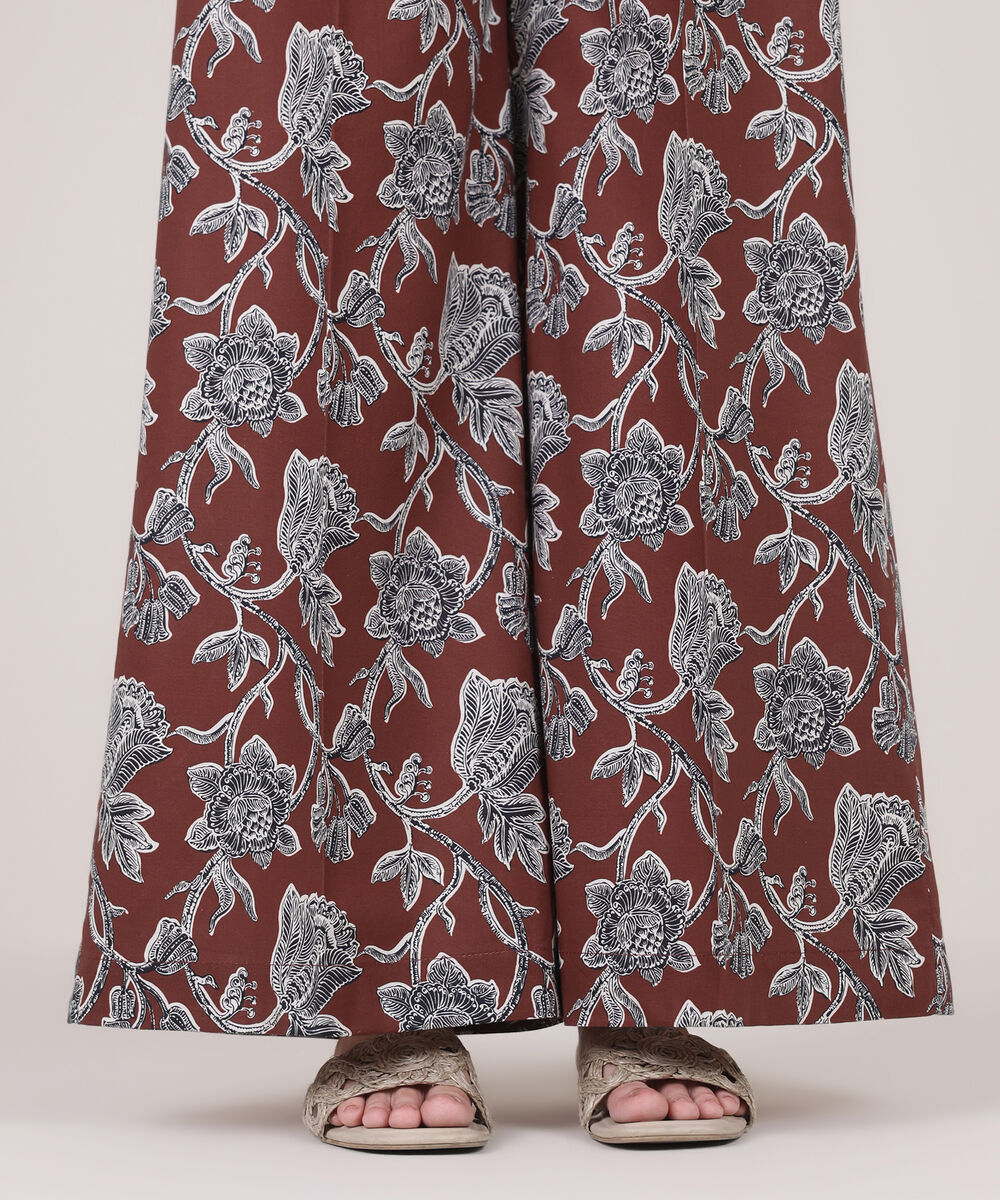 Women's RTW Cambric Red Printed Flared Pants