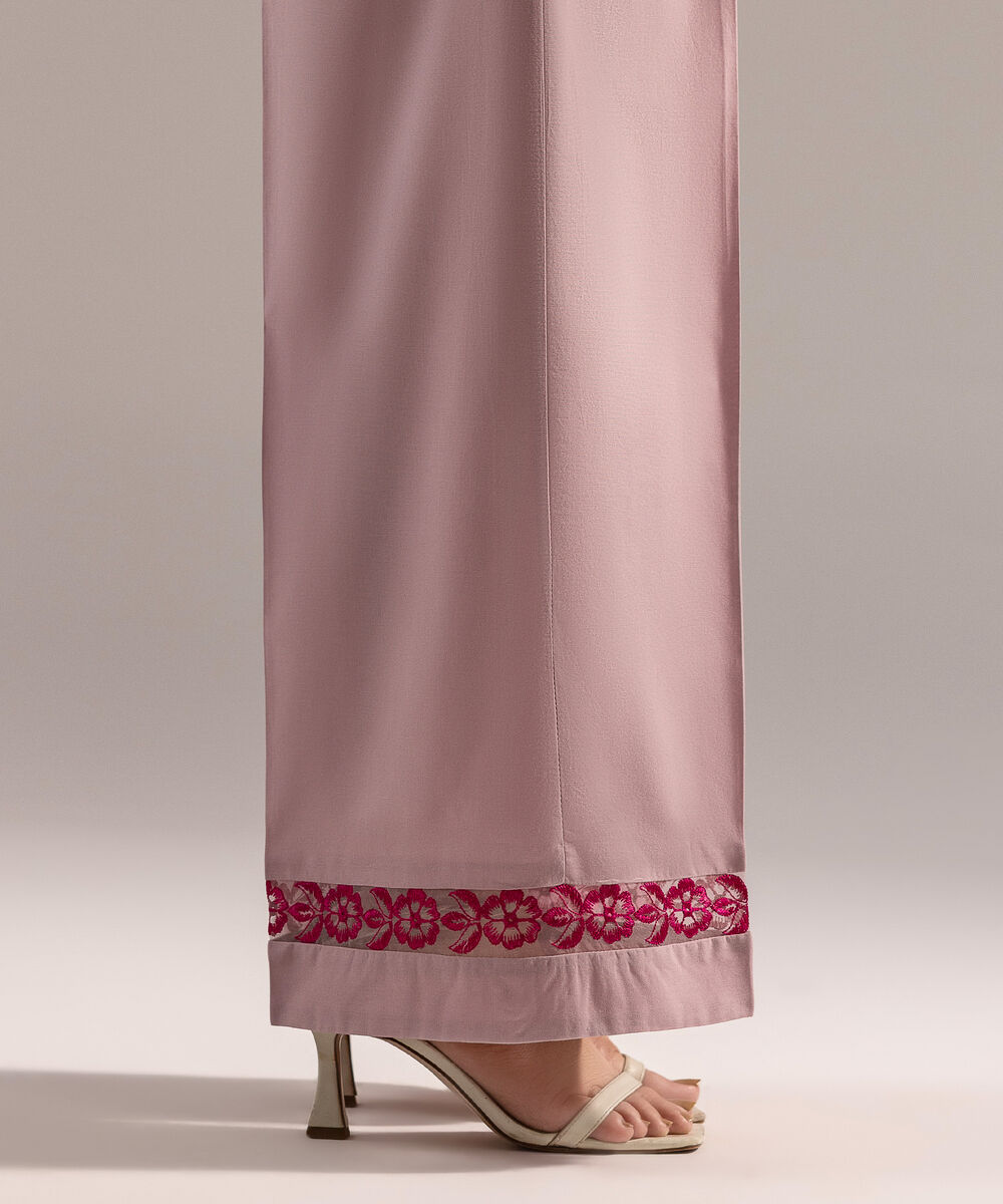 Women's RTW Cambric Embroidered Light Purple Culottes