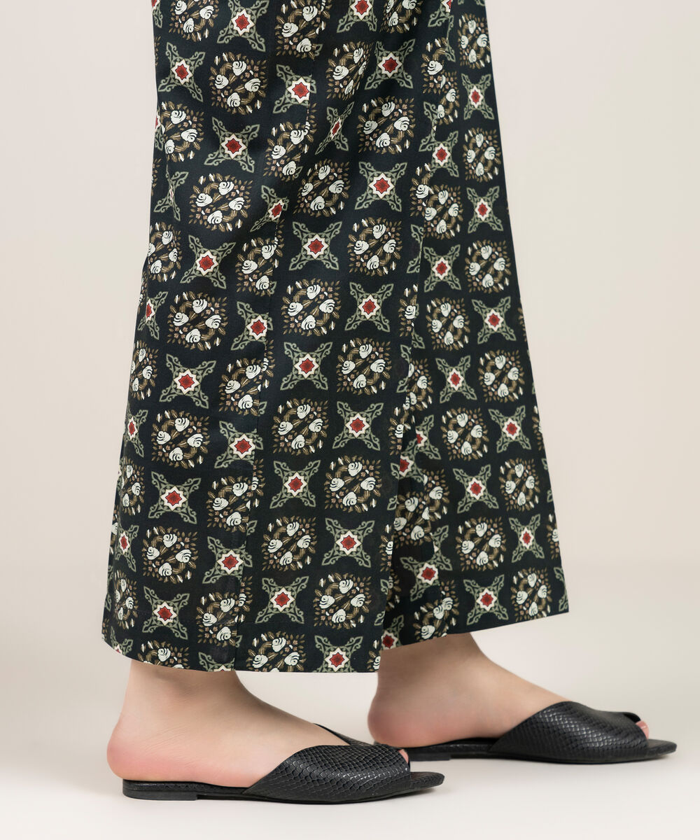 Women's RTW Cambric Printed Black Culottes