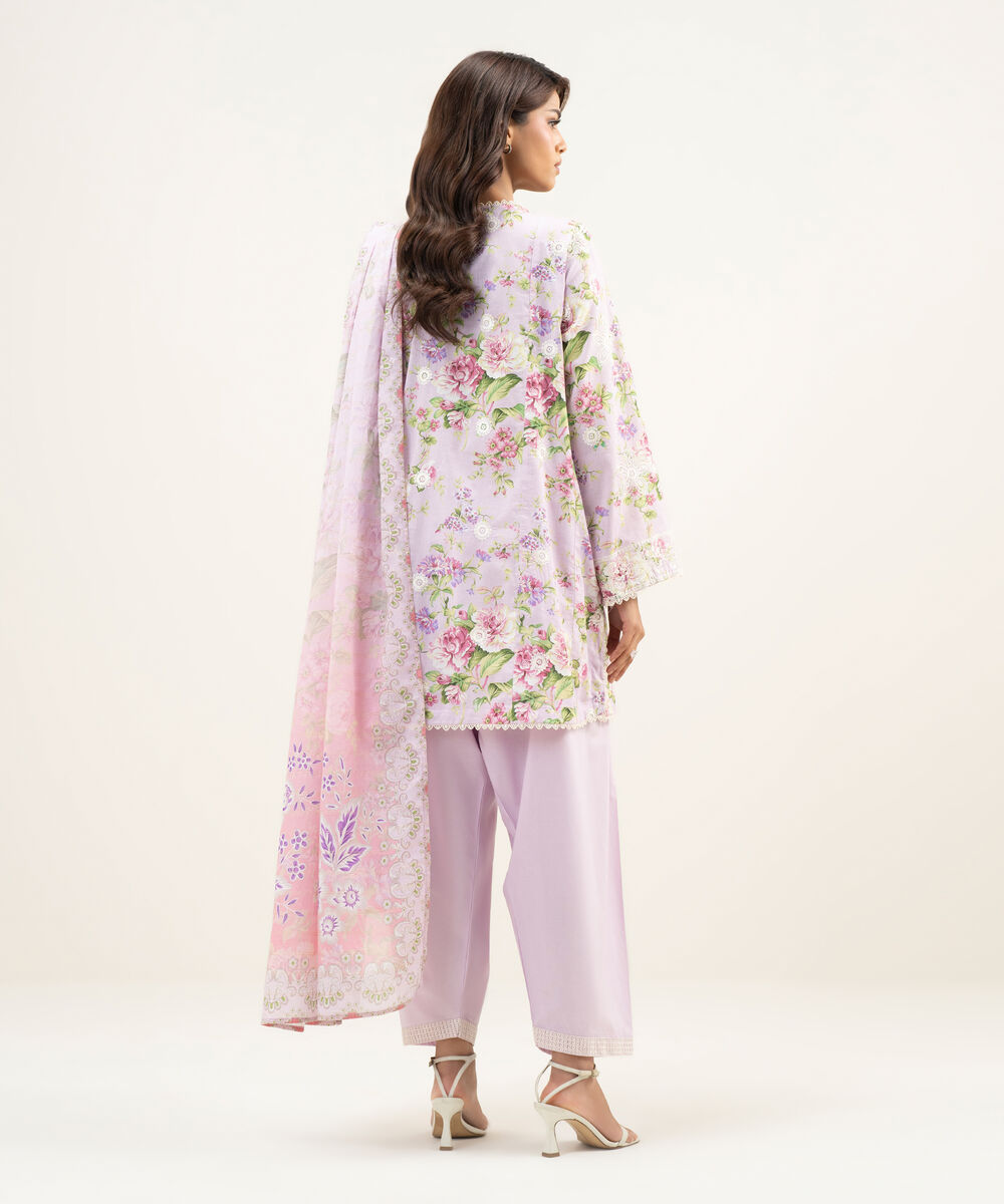 Women's RTW Lawn Embroidered Lilac 3 Piece Suit